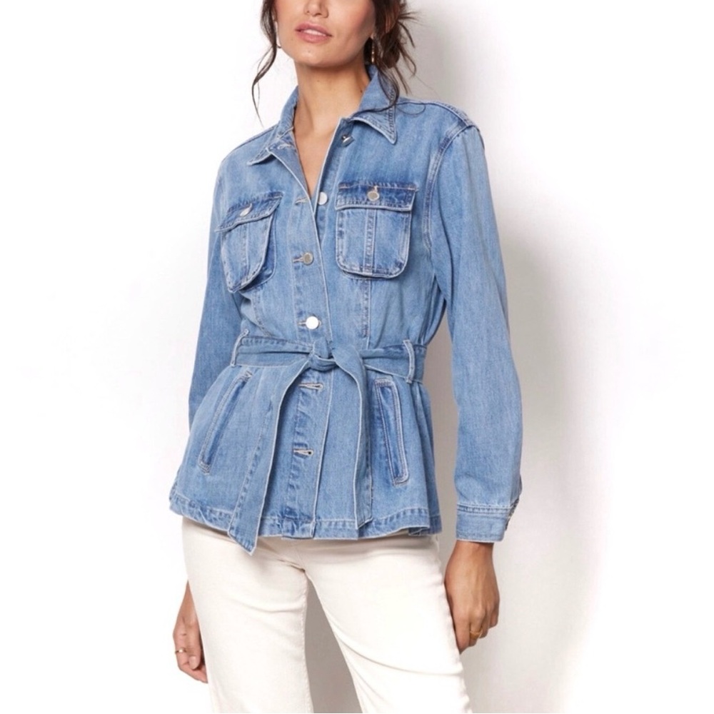 Blanc NYC Tie Waist Denim Jacket